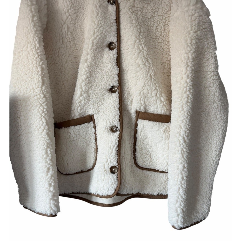J Crew Faux Sherpa Barn Jacket Ivory Women's Size Large - Picture 5 of 12